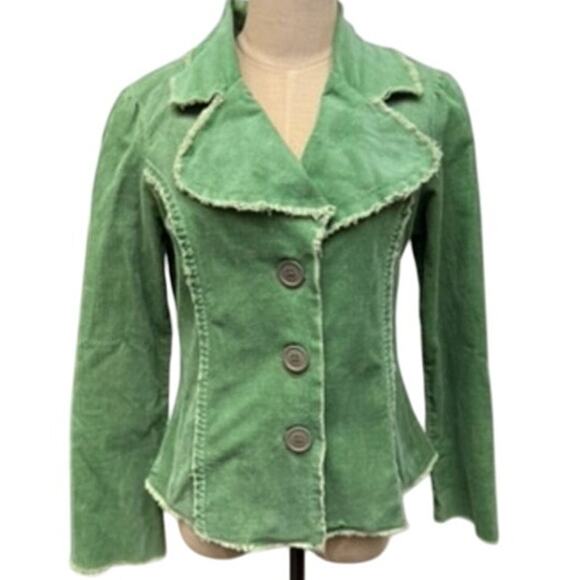 NO TAG Y2K Green Blazer SZ L Vintage Lg Buttons SZ-L (Runs Small) Washed & Ready - Picture 1 of 11